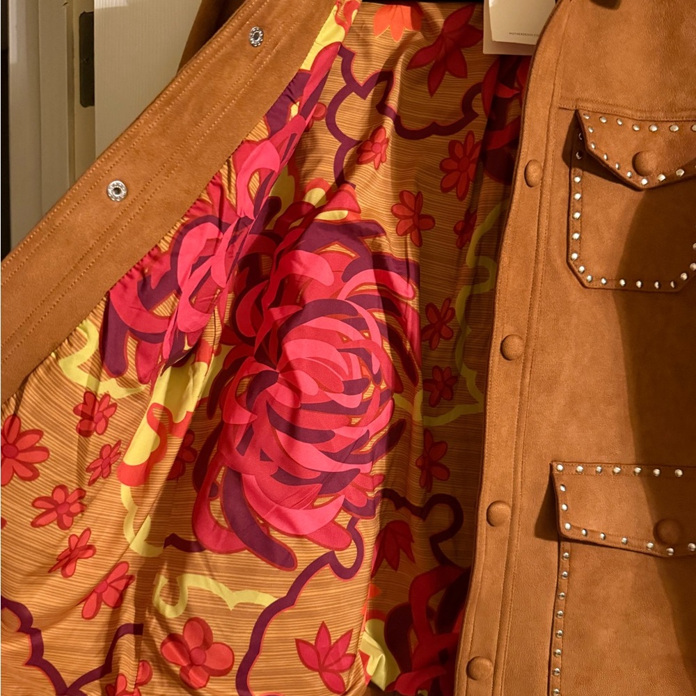 Studded Faux Suede Jacket - Brown - Picture 5 of 8